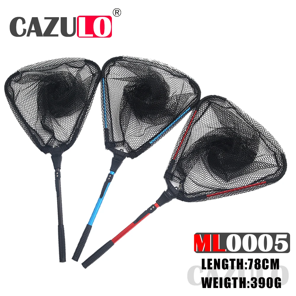 Redes de Pesca triangulares plegables, de acero inoxidable, telescópicas, pequeñas, Accesorios de Pesca de Mar