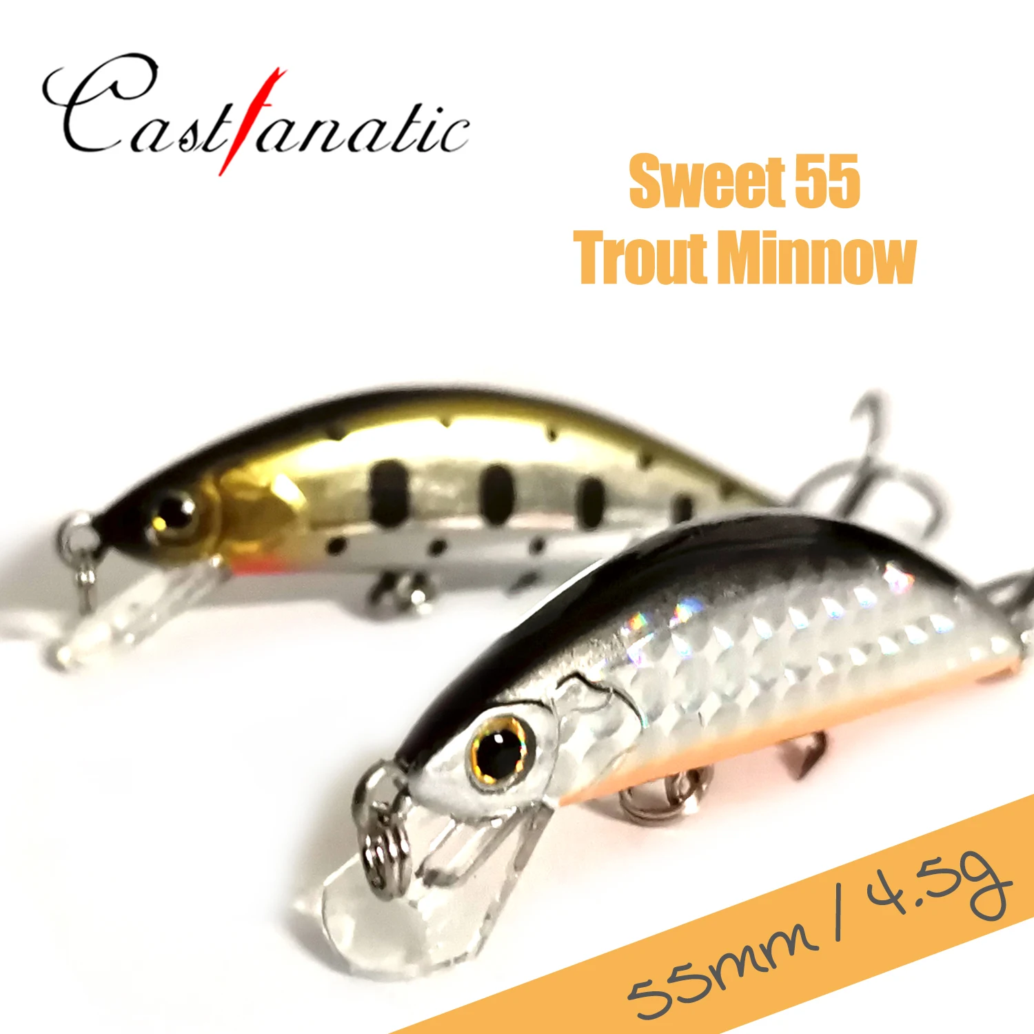 Castfanatic 4,5g señuelos de pececillo que se hunden Sweet55 Crankbait Shad Jerkbait Wobblers corriente trucha Wobblers cebos de Pesca