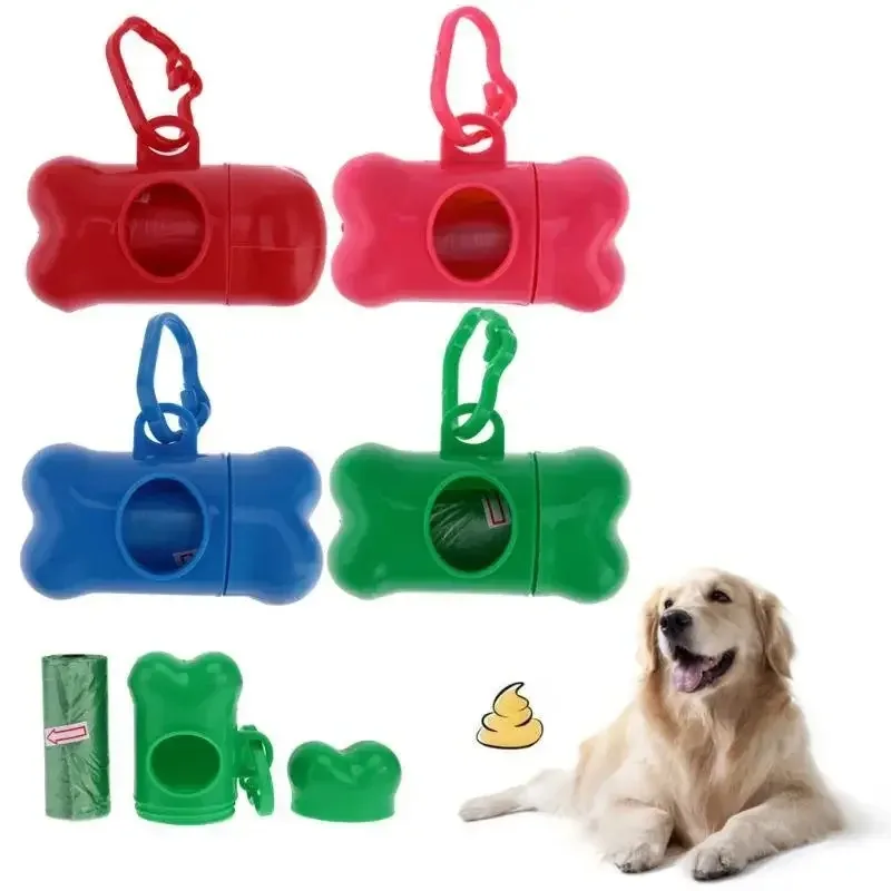 Dispensador de bolsas de basura con forma de hueso para perro, con 1 rollo, juego de bolsas para excrementos de mascotas, bolsa de basura, accesorios para hámster