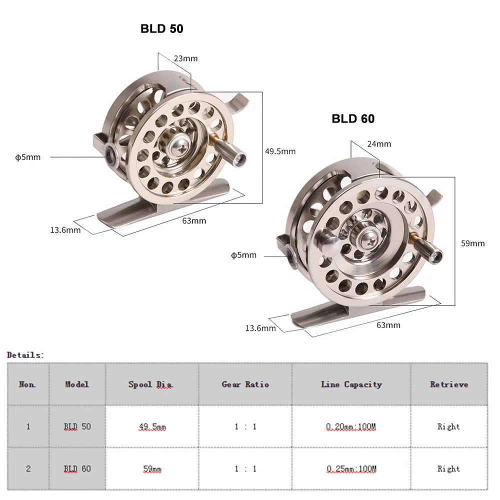 Carrete de mosca aluminio mano derecha - ligero y plateado - imagen 4