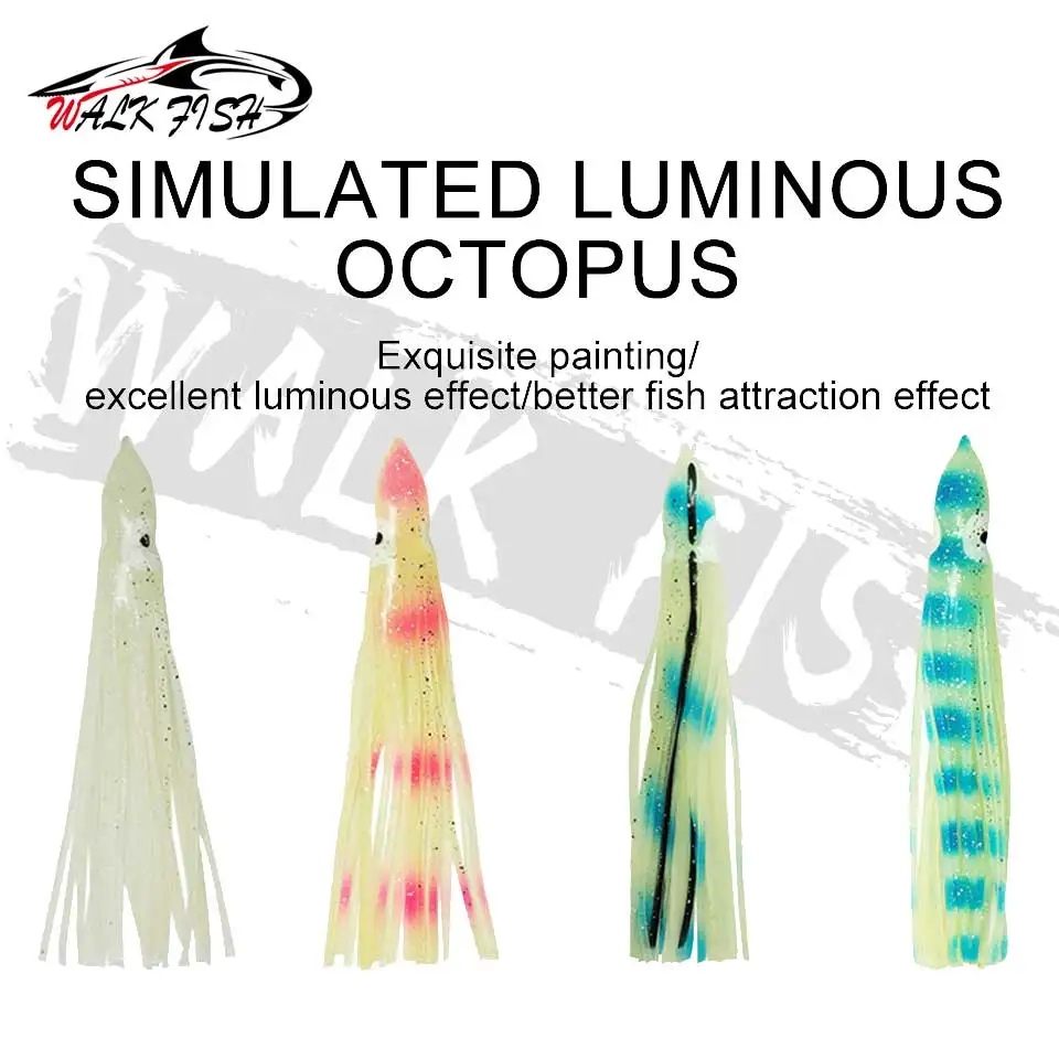 WALK FISH-señuelo suave de 5 piezas, cebo Artificial luminoso de 5cm, 9cm y 115cm, Wobblers, de pez vela, de calamar, pulpo y Marlin - imagen 3