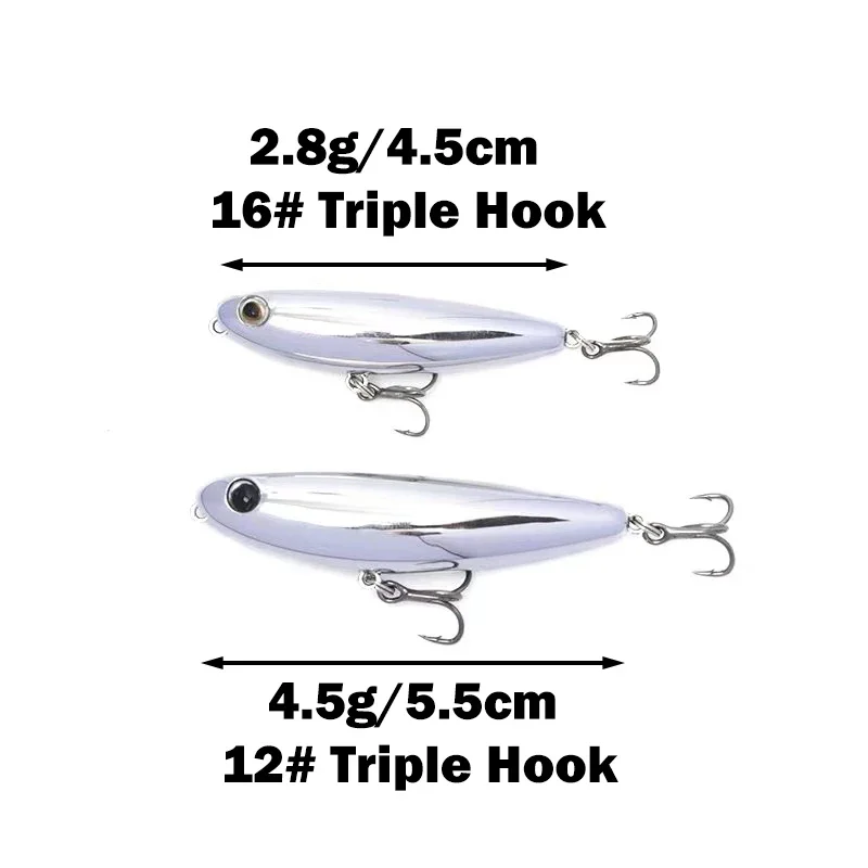 OUTKIT-señuelo de pesca con lápiz flotante, señuelo StickBait 4,5/2,8g, Wobblers Topwater, señuelos Crankbait artificiales, cebo duro de fundición larga - imagen 3
