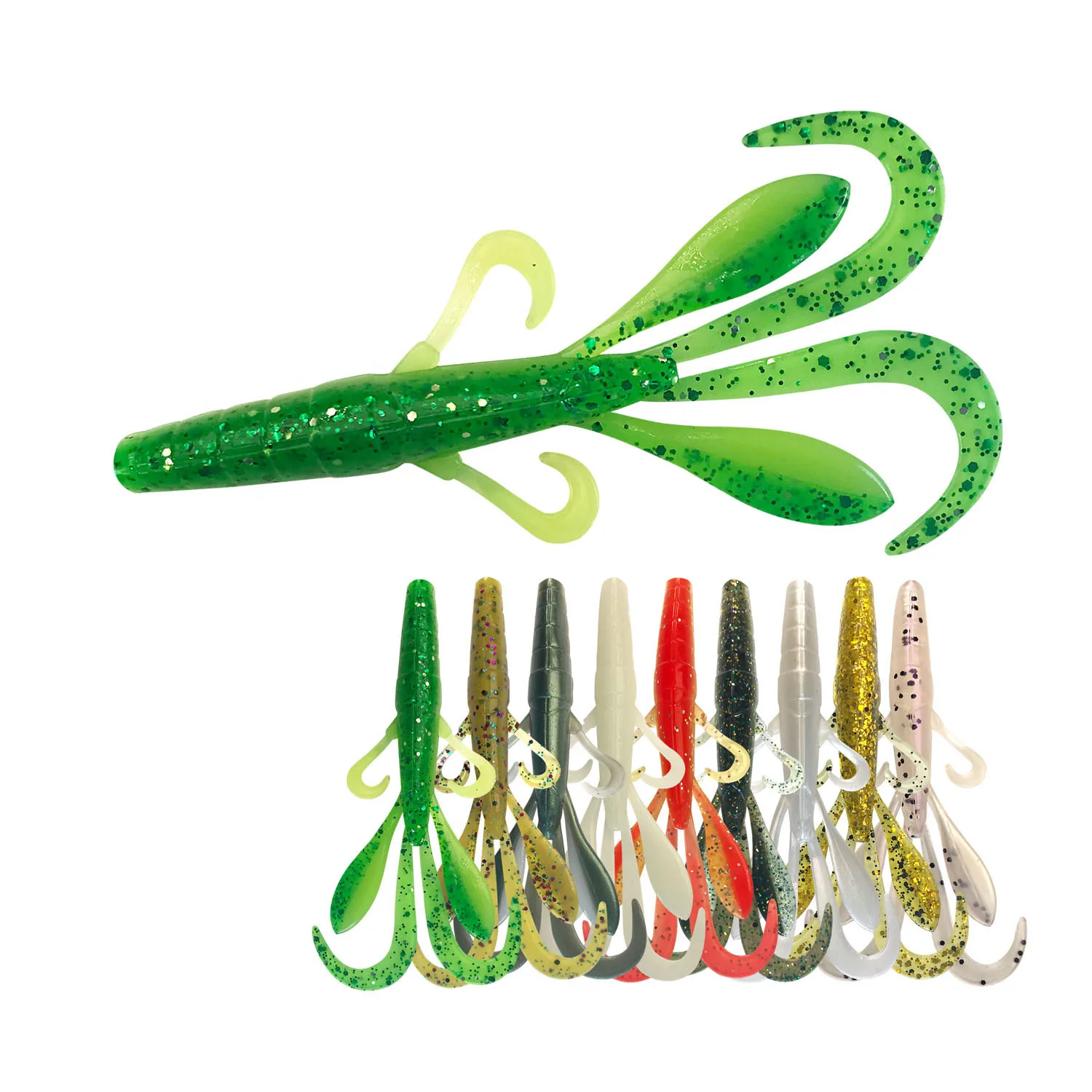 Señora de pesca con colores verdes y rojos