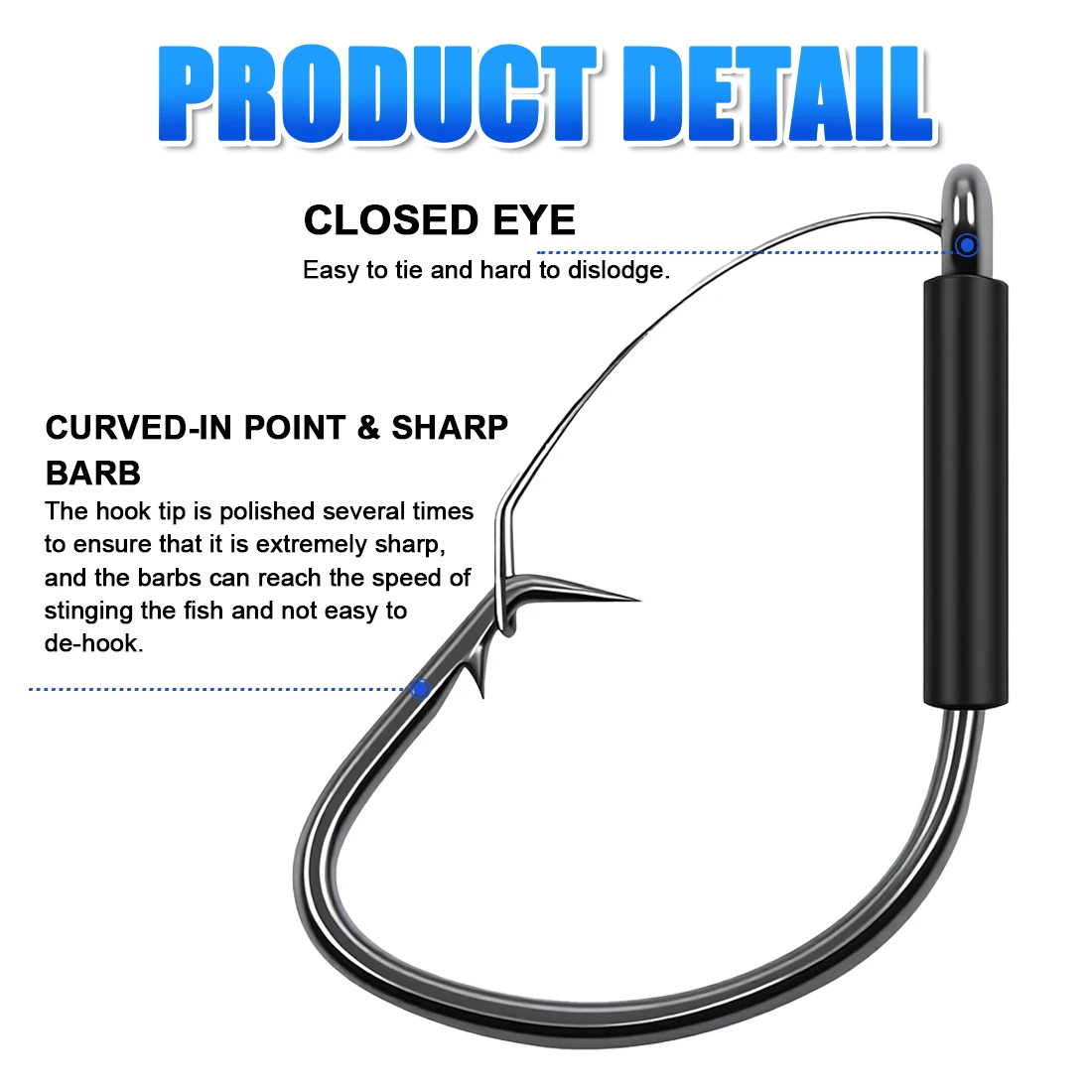FishTrip-ganchos de aparejo loco sin malezas, 25 uds., círculo de espacio ancho, anzuelo de cebo de gusano suave, gusano loco Chapado en níquel para pesca de lubina, aparejo Neko - imagen 5