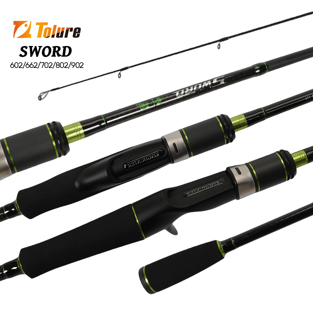 TOLU 2025 NEW SWORD Sieries caña de pescar con señuelo giratorio/fundido 602/702/802/902 2 secciones F acción señuelo peso 2-35g