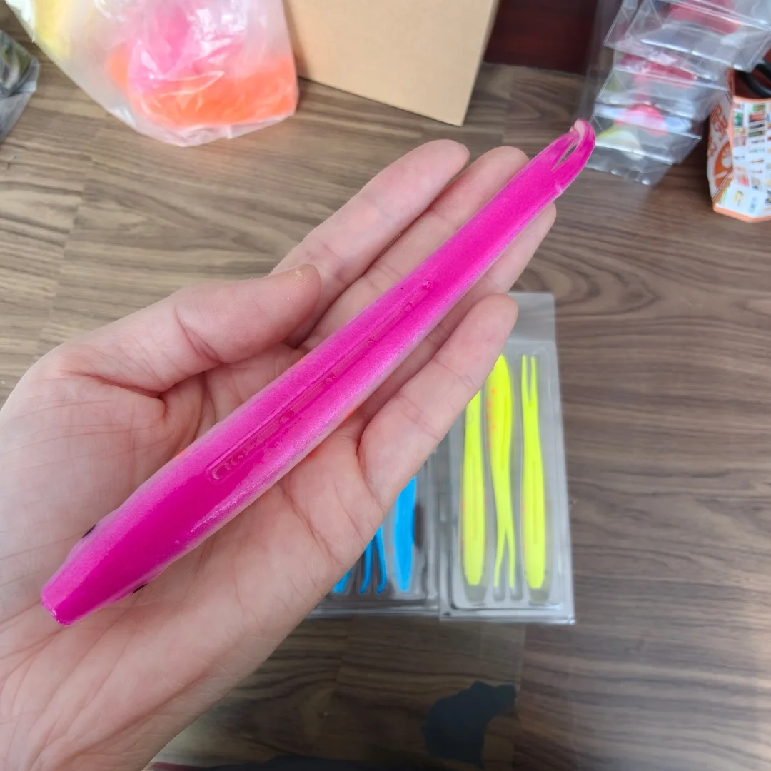 Swolfy 9 Uds 17cm 18g flotante caída tiro cebo suave señuelo de pesca en forma de V cola dividida gusano Topwater Swimbait - imagen 4