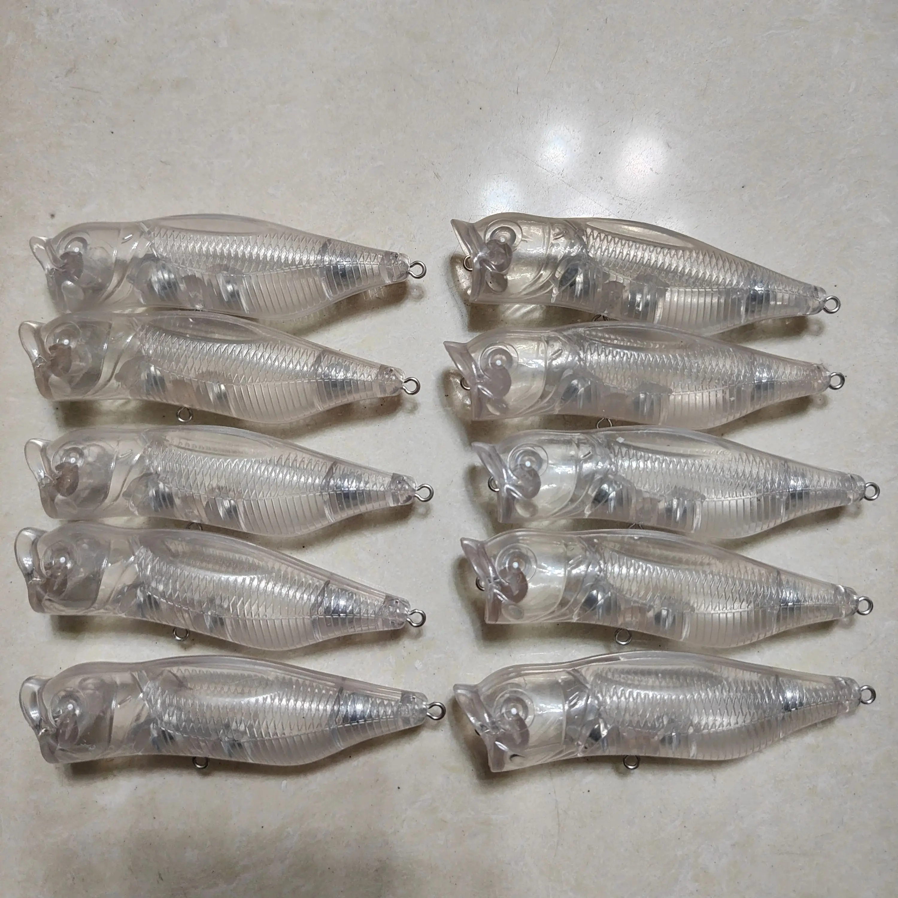 10 Uds. Cebo en blanco sin pintar 9,2 cm 14g sonajero Topwater boca grande Popper Crankbait DIY señuelo de pesca Artificial hecho a mano