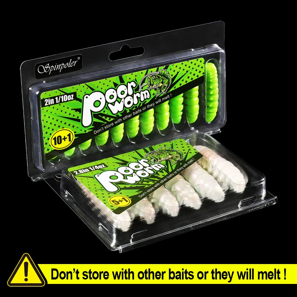 Spinpoler-señuelo de pesca suave, gusano pobre, cebo de plástico flotante TPR, Caterpillar biónico, Swimbait segmentado para trucha, lubina, Ned Wacky - imagen 5