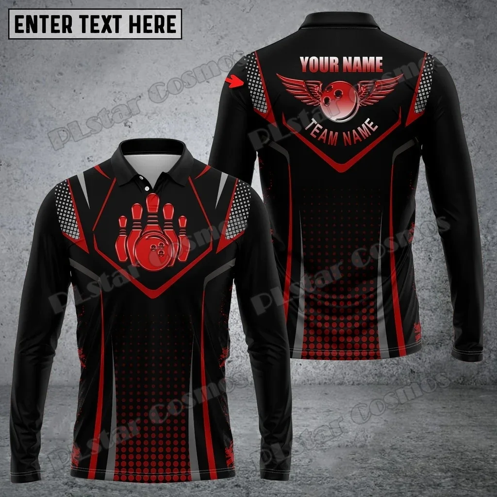 Polo de manga larga con estampado 3D de bolos y pines para hombre, Polo con solapa Unisex informal de otoño, PLP79 - imagen 5