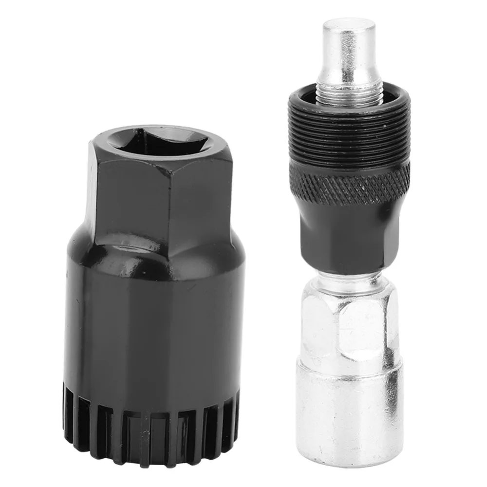 1 Juego de Extractor de manivela de bicicleta de acero al carbono, herramienta de reparación de bicicletas de alta resistencia plateada + negra, removedor de soporte inferior, mantenimiento de bicicletas - imagen 2