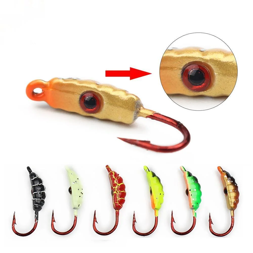 DNDYUJU-Conjunto de Señuelos de Pesca de Metal que se hunden, Mini gusanos, anzuelos duros, aparejos de Pesca, juego de Señuelos de Pesca de carpa, 23mm/1,5g, 6 uds. - imagen 2