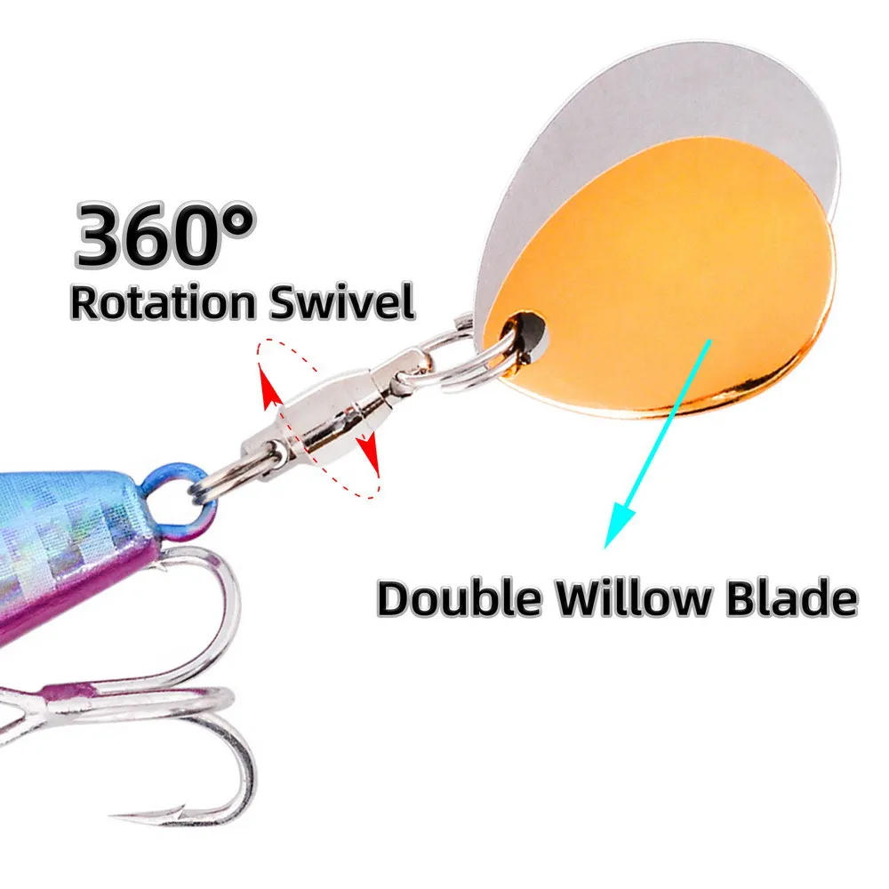 Señuelos de pesca giratorios con cola giratoria, 7G, 10G, 16G, 21G, Spinnerbait VIB, cebo Artificial de Metal, accesorios de pesca de carpa, 1 ud. - imagen 5