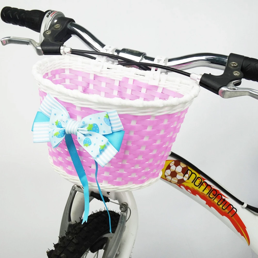 Nuevo Almacenamiento de bicicletas multicolor para niños, portabicicletas delantero tejido a mano, cesta para manillar de patinete, cesta para bicicleta - imagen 2