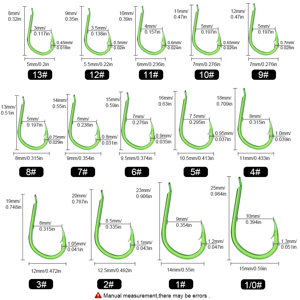 100 Uds 50 Uds anzuelo de pesca plano anzuelo de púas verde mango largo anzuelo pequeño anzuelo de pesca de carpa de acero rico en carbono pista de pesca - imagen 2