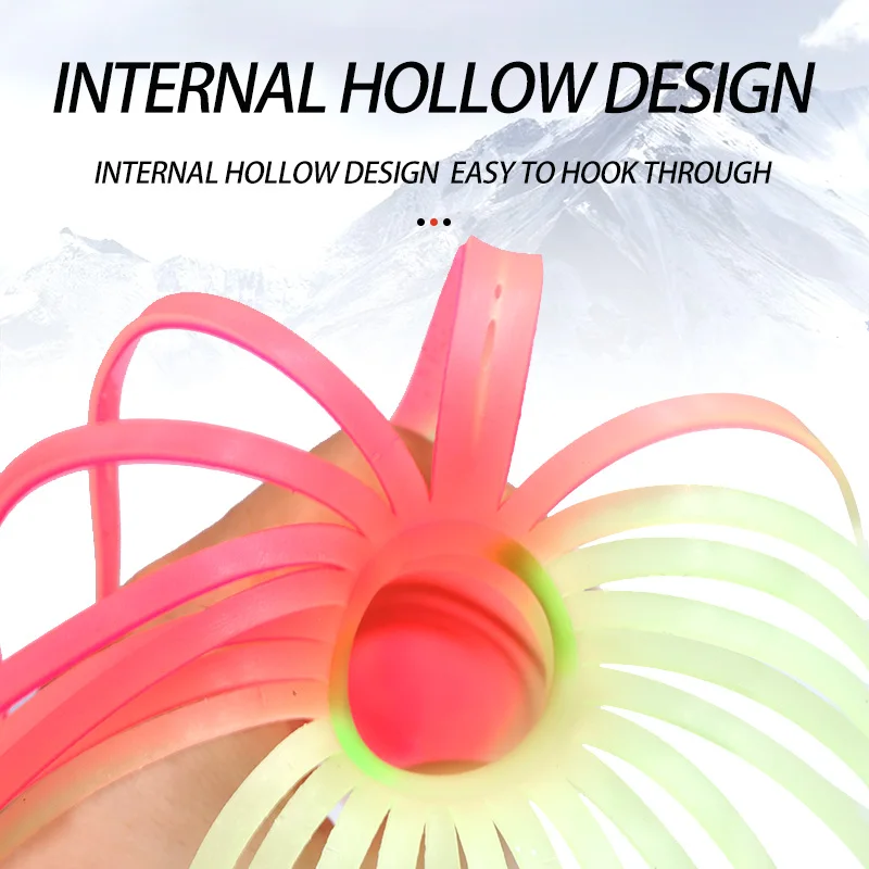 Falda de pulpo suave de 30cm/12 pulgadas, cebo de pesca luminoso, faldas de calamar para pesca de atún de agua salada, señuelo de curricán suave - imagen 3