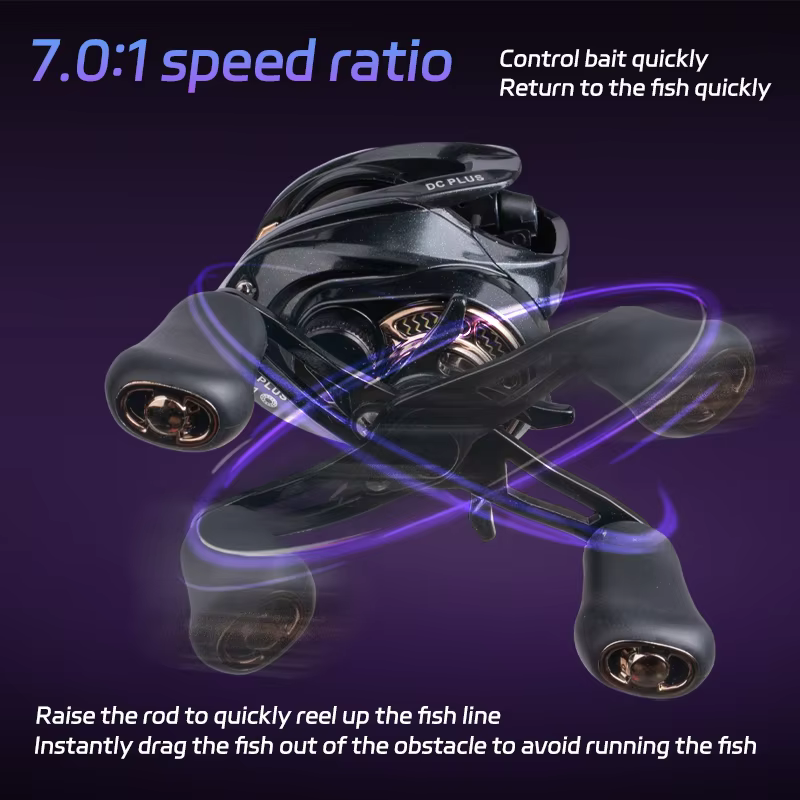 Carrete de pesca DEUKIO ultraligero Baitcasting 7,0:1 relación de engranaje agua salada agua dulce 5 + 1BB 8KG Baitcaster de potencia de arrastre con sonido Sou - imagen 4