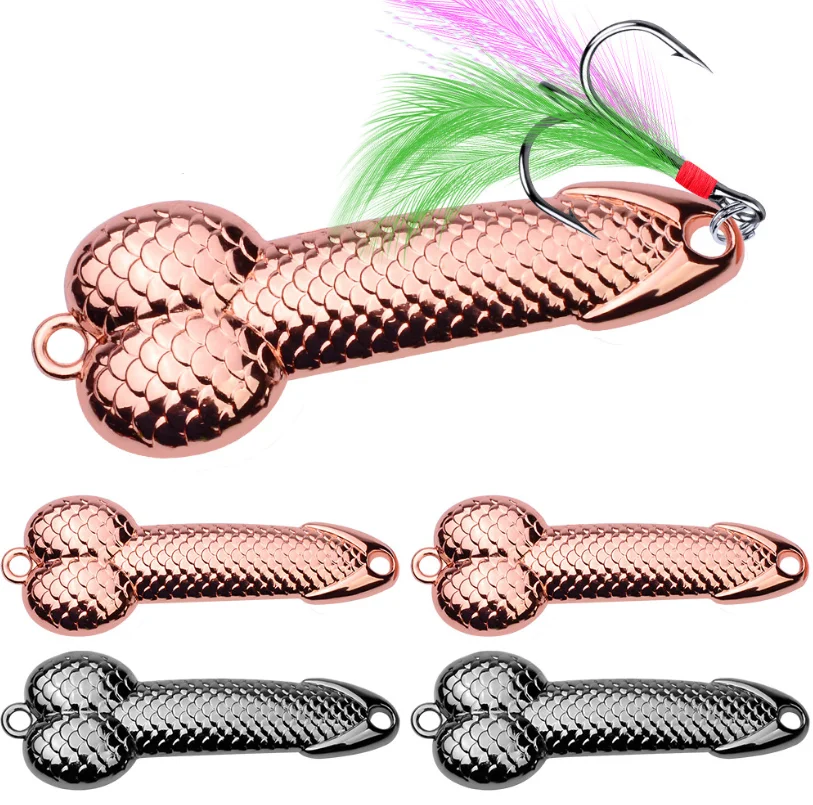 Señuelo de cuchara de Metal de alta calidad, 1 piezas, 3g -50g, negro, oro rosa, lentejuelas de Metal con pluma, señuelo duro para pesca de carpa, Lucio - imagen 2