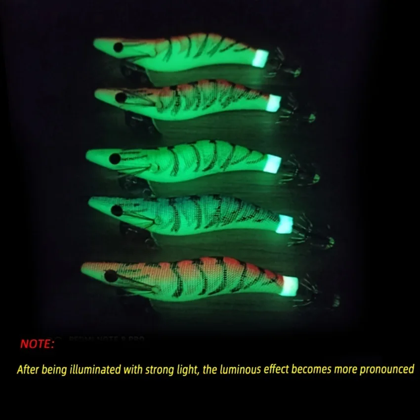 5 piezas 2,5 #   Cebo de pesca duro, señuelo de pesca, anzuelo de calamar de plomo, camarones de madera, Señuelos de pesca artificiales, pulpo, sepia, camarones - imagen 4