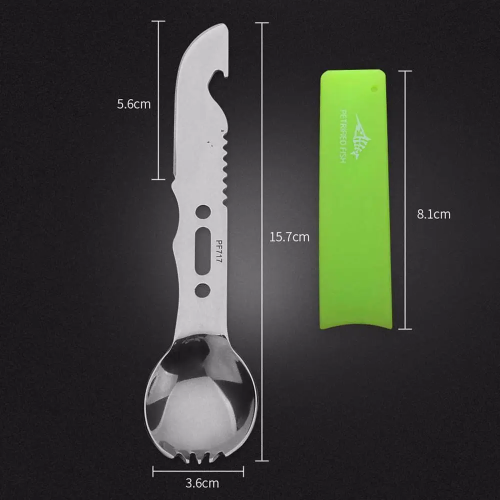 Kit de supervivencia de cubiertos, abridor de botellas, Kit de viaje, cuchara de acero inoxidable, tenedor, herramienta para exteriores, utensilios de cocina para acampar, vajilla para exteriores - imagen 5