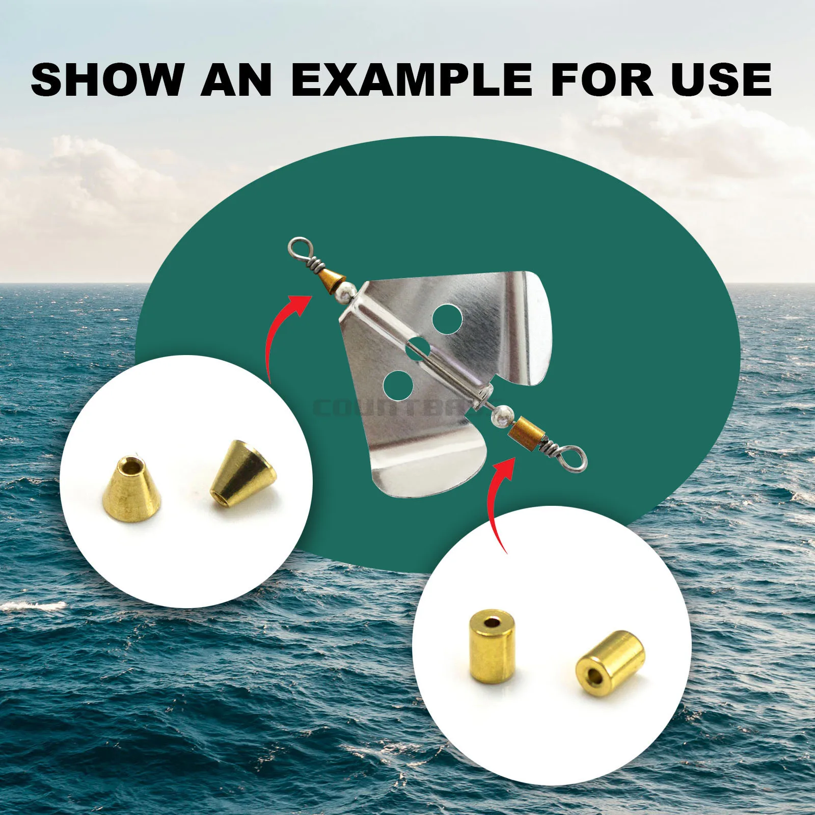 Countbass 10 Uds. Tickers de latón cuerpos de señuelo peso de pesca plomo tuerca de remache ciego, señuelos giratorios DIY - imagen 5