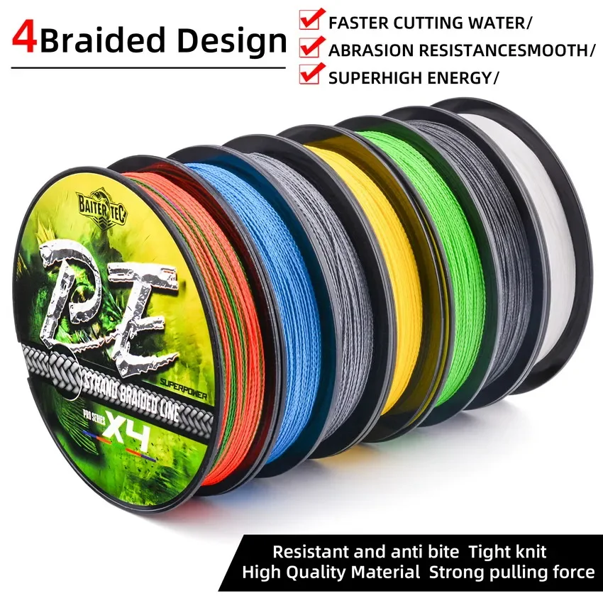 Línea trenzada de 100M X4, 7 colores, todo para sedal de pesca, arrastre máximo de 6LB- 80LB, línea de PE multifilamento para pesca en agua salada y mar - imagen 5