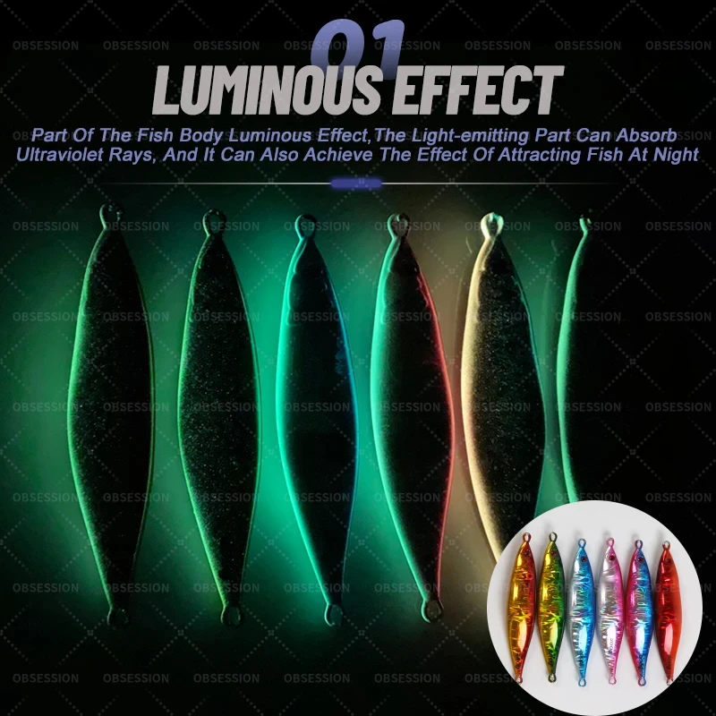 OBSESSION-señuelo de pesca Jigging de hundimiento lento, 160g, 200g, 300g, señuelo de pesca en forma de S con láser de impresión 3D, cebo Artificial de Metal duro para agua salada - imagen 5