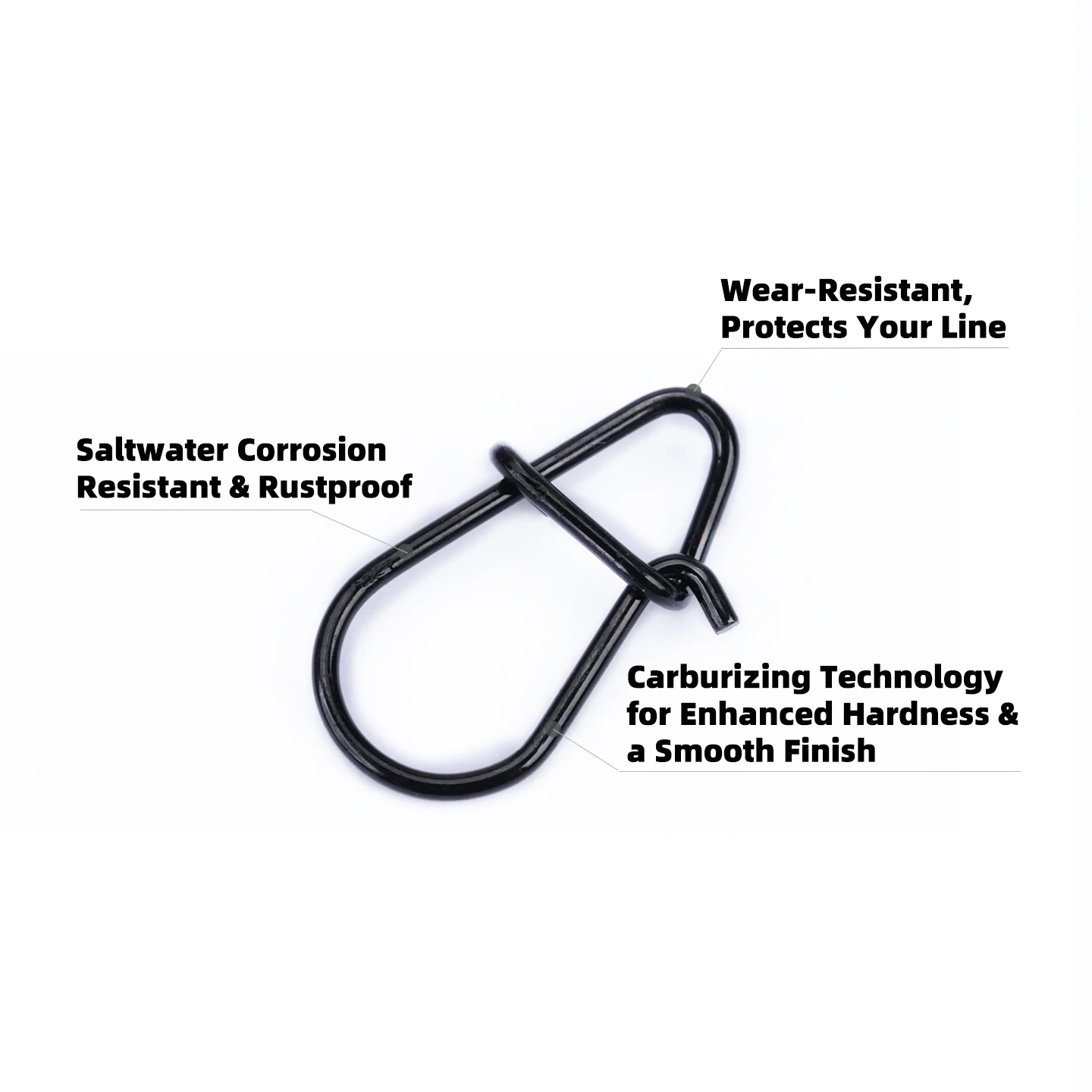 Nuevo 50 Uds conector de cebo negro giratorio de acero inoxidable conector de gancho duradero Clip accesorios de pesca contra el agua de mar - imagen 4