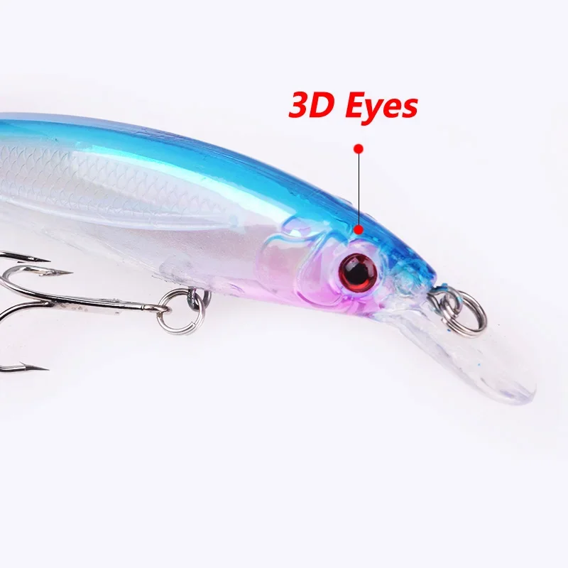 1 pieza. Laser señuelo de pesca de plástico 11 cm 11,5 g flotante wobblers cebo duro artificial con anzuelos bajo manivela