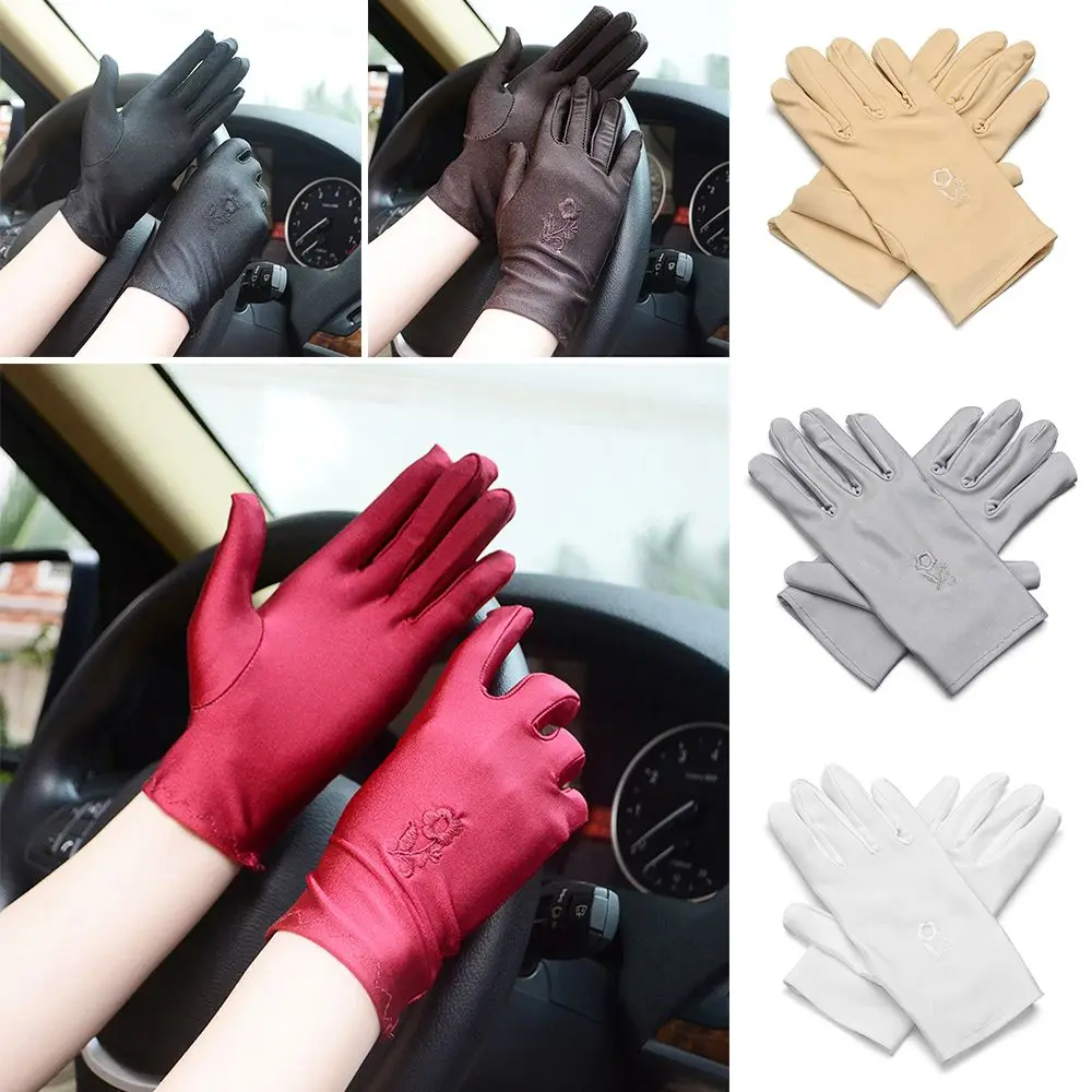 1 par de guantes finos bordados para ciclismo al aire libre, manoplas de verano con protección solar, guantes para conducir, guantes de protección solar - imagen 2