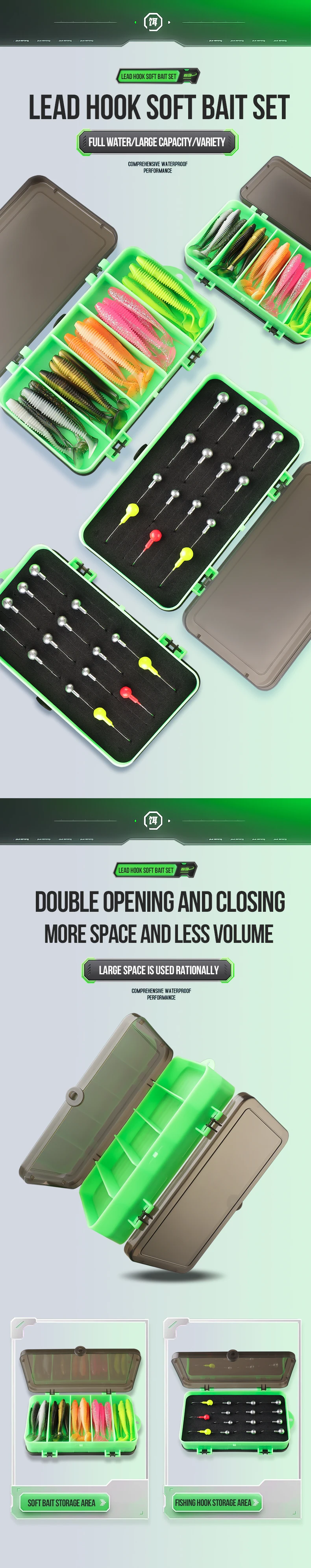 Experimentar pesca versátil con el set suave del gancho de plomo