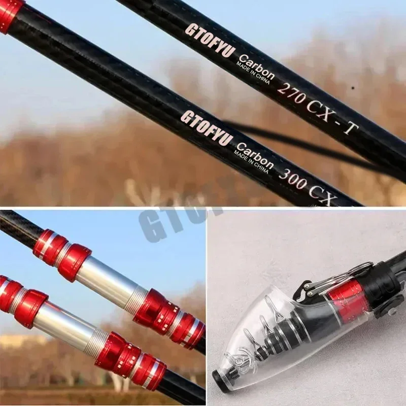 2,7 m 3,0 m 3,6 m 3,9 m 4,2 m 4,5 m caña de pescar telescópica 20kg carbono viaje Surf Spinning 5-300g señuelo largo lanzamiento caña de Baitcasting - imagen 5