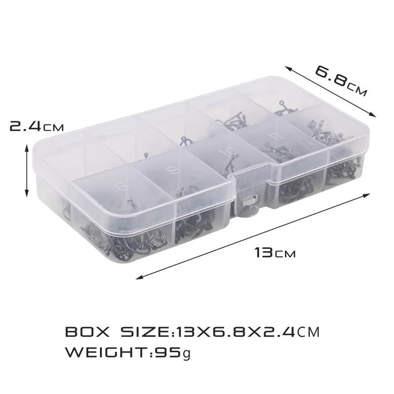 Sougayilang-anzuelo de pesca de acero con alto contenido de carbono, conjunto de anzuelos plateados con caja 3-12 #, aparejos de pesca con púas fuertes, 500 Uds. - imagen 5