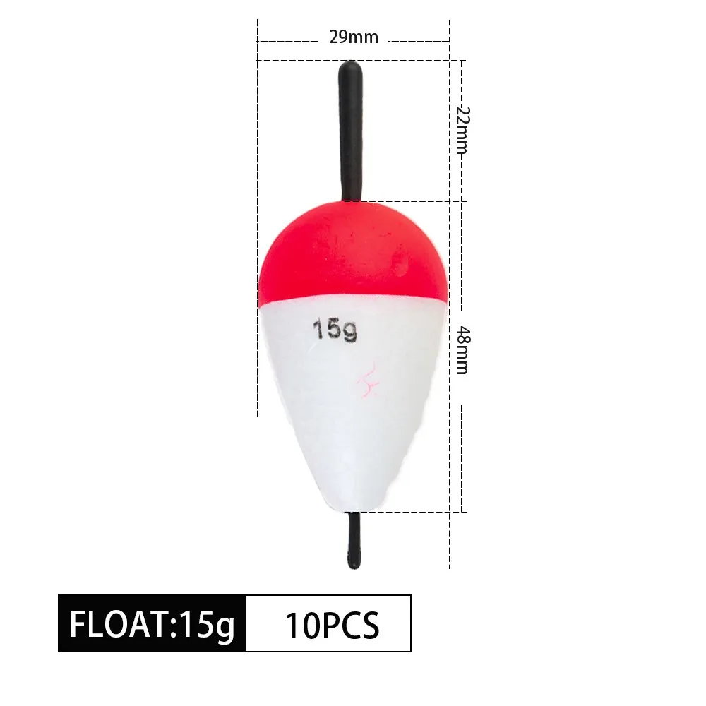 FTK-flotador de corcho de espuma dura, 15g, 10 piezas, ovalado, agua dulce, Carpa, Trucha, pesca Vertical en línea - imagen 3