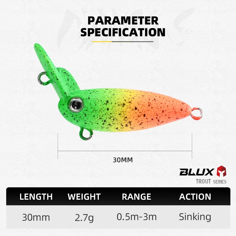 BLUX MANGO S Crankbait 2,7g 30mm área trucha UssA Wobbler sobre la cabeza labio manivela señuelo de pesca cebo duro Artificial de agua dulce - imagen 4