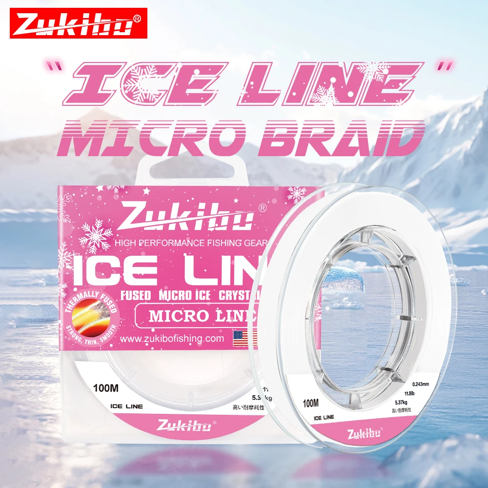 ZUKIBO-sedal de pesca trenzado fino con microcristal de hielo fundido, 0,05mm-0,235mm, diseño de EE. UU., translúcido, superlínea, línea de hielo suave de baja memoria