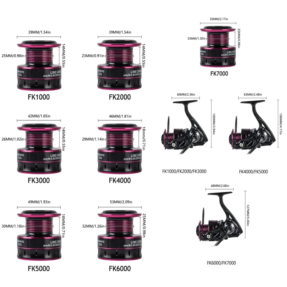 Carrete de pesca profesional ultraligero de Metal/EVA, intercambiable para mano izquierda/derecha, agarre 5,2: 1, alta velocidad de arrastre máxima de 26LB, carrete giratorio de fundición - imagen 4