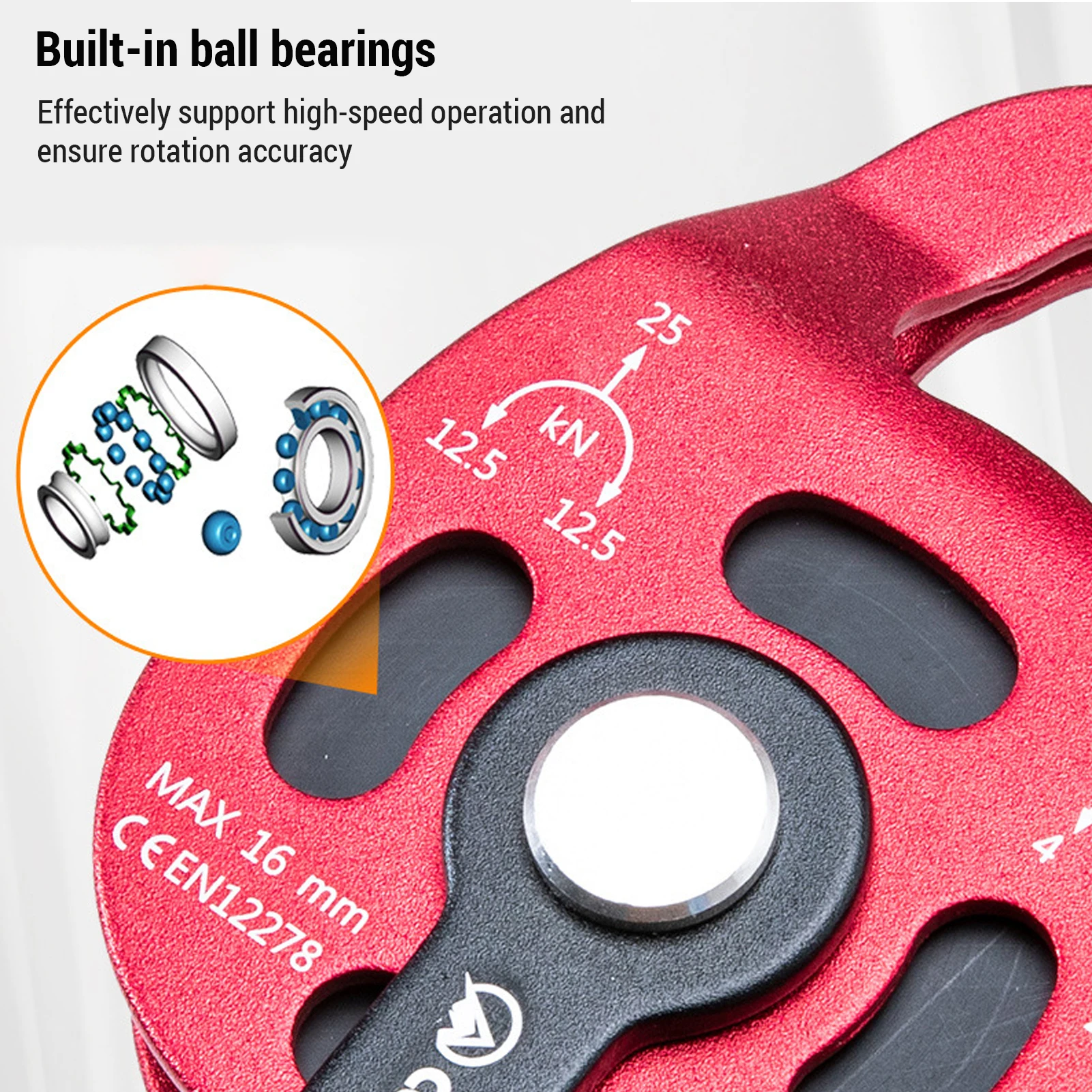 Polea elevadora pesada de aluminio de 4KN, polea móvil de cuerda giratoria única de alta resistencia, rueda giratoria única, polea elevadora pesada - imagen 5