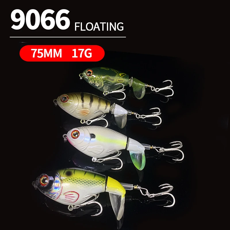 Whopper Plopper flotante, Señuelos de Pesca de pececillos giratorios 75F con Crankbaits giratorios para trucha y Lucio, suministros de pesca, 1 piezas, 75mm, 17g - imagen 2