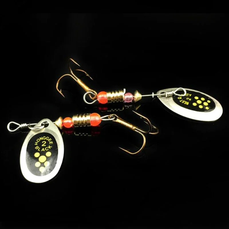 1 Uds señuelo de pesca cebo giratorio 6cm 2,5g señuelos tipo cuchara señuelo de pesca de Metal cebo duro con anzuelos triples de plumas aparejos giratorios - imagen 5
