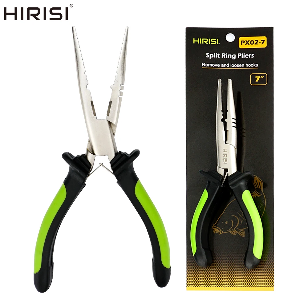 Herramientas de pesca Hirisi, removedor de anzuelos de nariz de acero rico en carbono, cortador de línea de anillo dividido abierto, alicates de pesca multifunción PX02