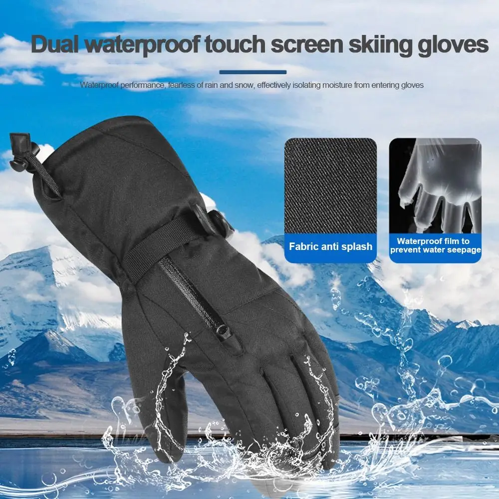 Guantes de esquí impermeables a la moda para hombre y mujer, manoplas antideslizantes para ciclismo, senderismo, nieve, Snowboard, manopla gruesa y cálida - imagen 4