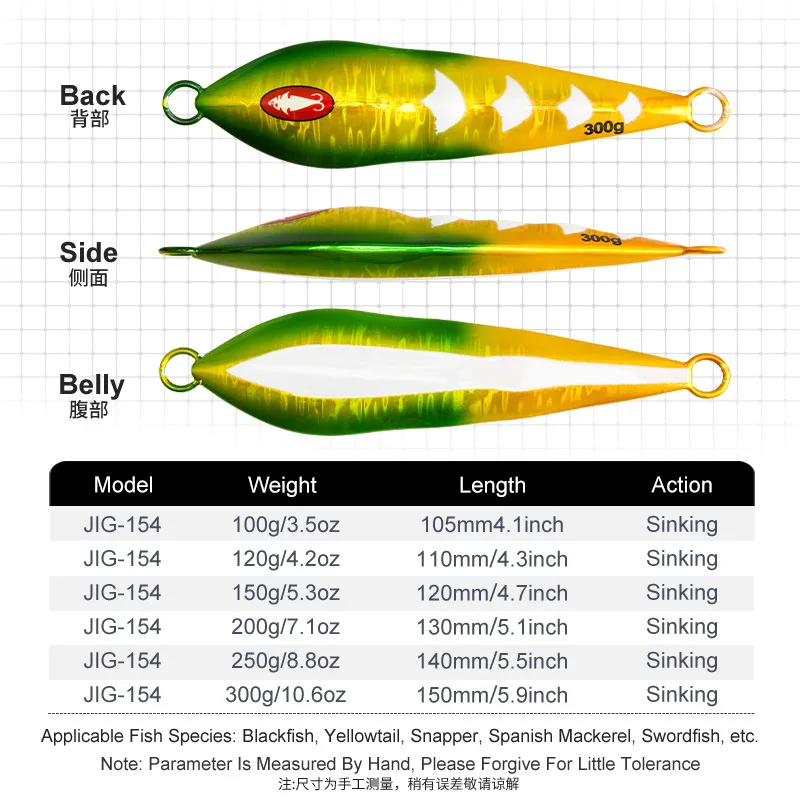Señuelo de pesca de mar con plantilla de Metal, pesca en barco de aguas profundas, Jigging Vertical, cebo Artificial de paso lento, hundimiento rápido, 100g/200g/250g/300g - imagen 4