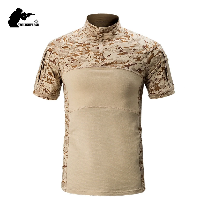 Camisetas tácticas de camuflaje para hombre, camisa de rana de manga corta, camisa de combate transpirable Airsoft, ropa de entrenamiento, 12 colores, A2F312 - imagen 2
