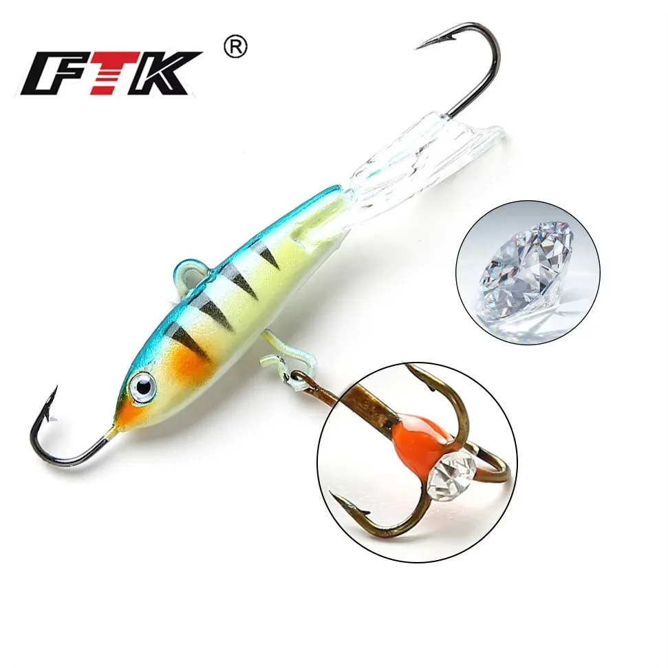 FTK-señuelo para pesca en hielo, 12g/6,7 cm, plantilla de invierno, cebo duro equilibrador, ojos 3D, anzuelos de pesca, aparejos de señuelo duro de plomo - imagen 4