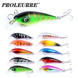 Señuelo de pesca Minnow, 6cm, 4,5g, ojos 3D, Wobblers de plástico, cebo duro Artificial, Crankbait para Lucio con aparejos de anzuelos triples, 1 ud.