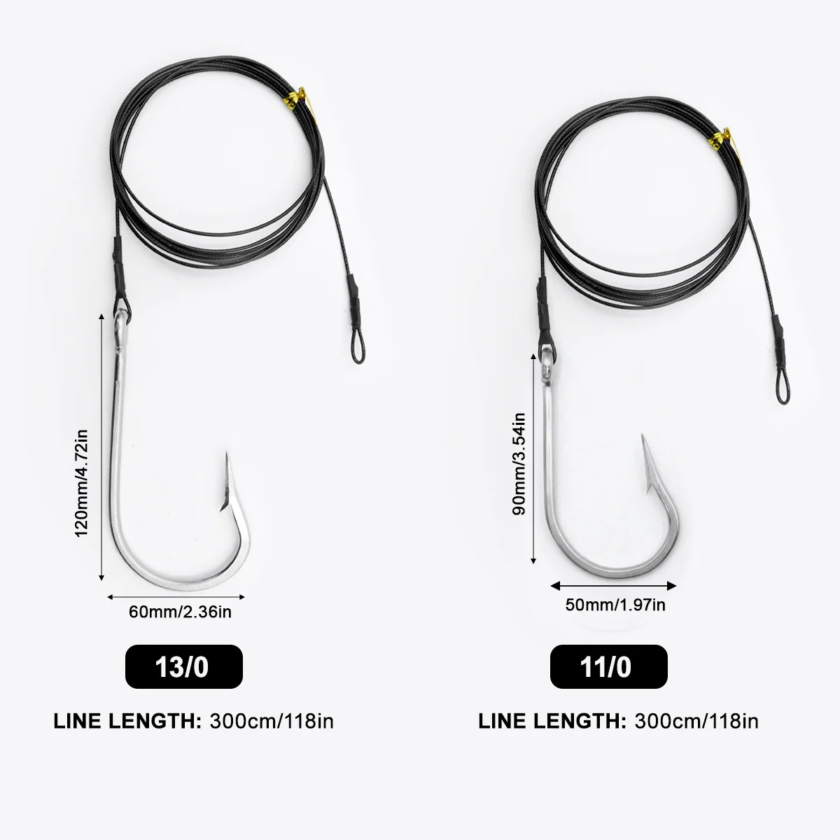 ZYZ 2 uds aparejos de pesca de tiburones Pesca de Surf Cable de acero inoxidable Cable líder con anzuelos de tiburón atún pesca en agua salada anzuelo de aguas profundas - imagen 3