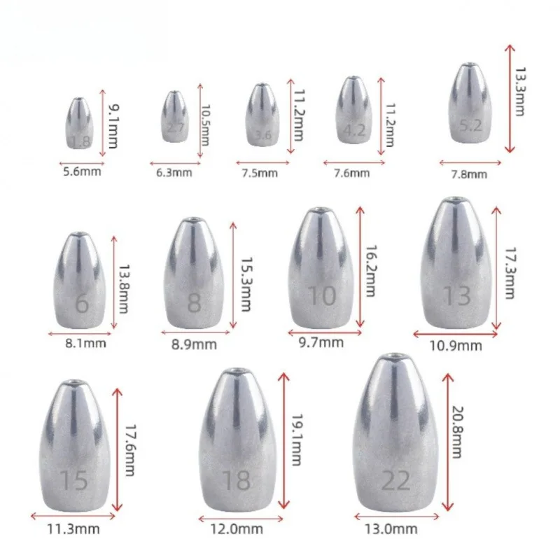 Plomo de plomo de aleación de Metal para pesca, aparejo Texas Carolina, aparejos de plomo, asistencia para lanzar peso, accesorios de aparejos de pesca de fundición larga - imagen 2