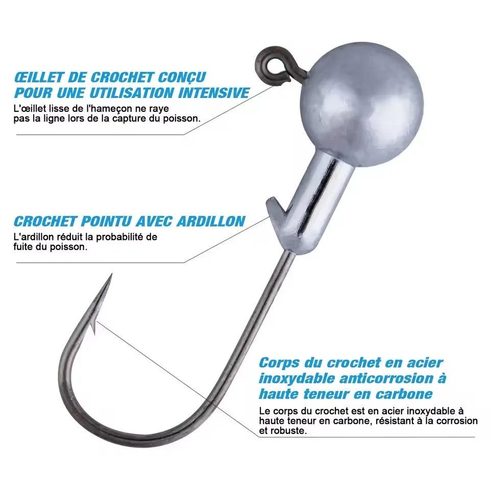 50-20 unids/caja anzuelos con cabeza de anzuelo 3,5g 5g 7g 10g 14g 20g anzuelo de Jigging anzuelos con vástago de púas para equipo de señuelo suave agua dulce y salada - imagen 4