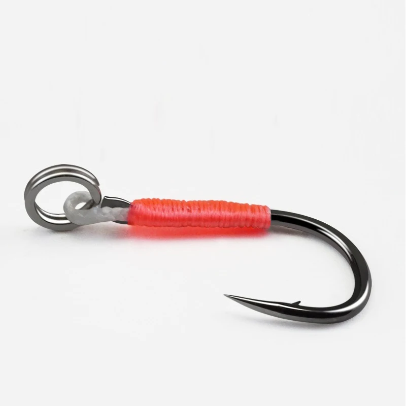 10 par/lote anzuelo de Pesca Jig doble par de anzuelos accesorios de hilo de púas Pesca señuelo de Pesca de acero rico en carbono Jigging lento - imagen 4