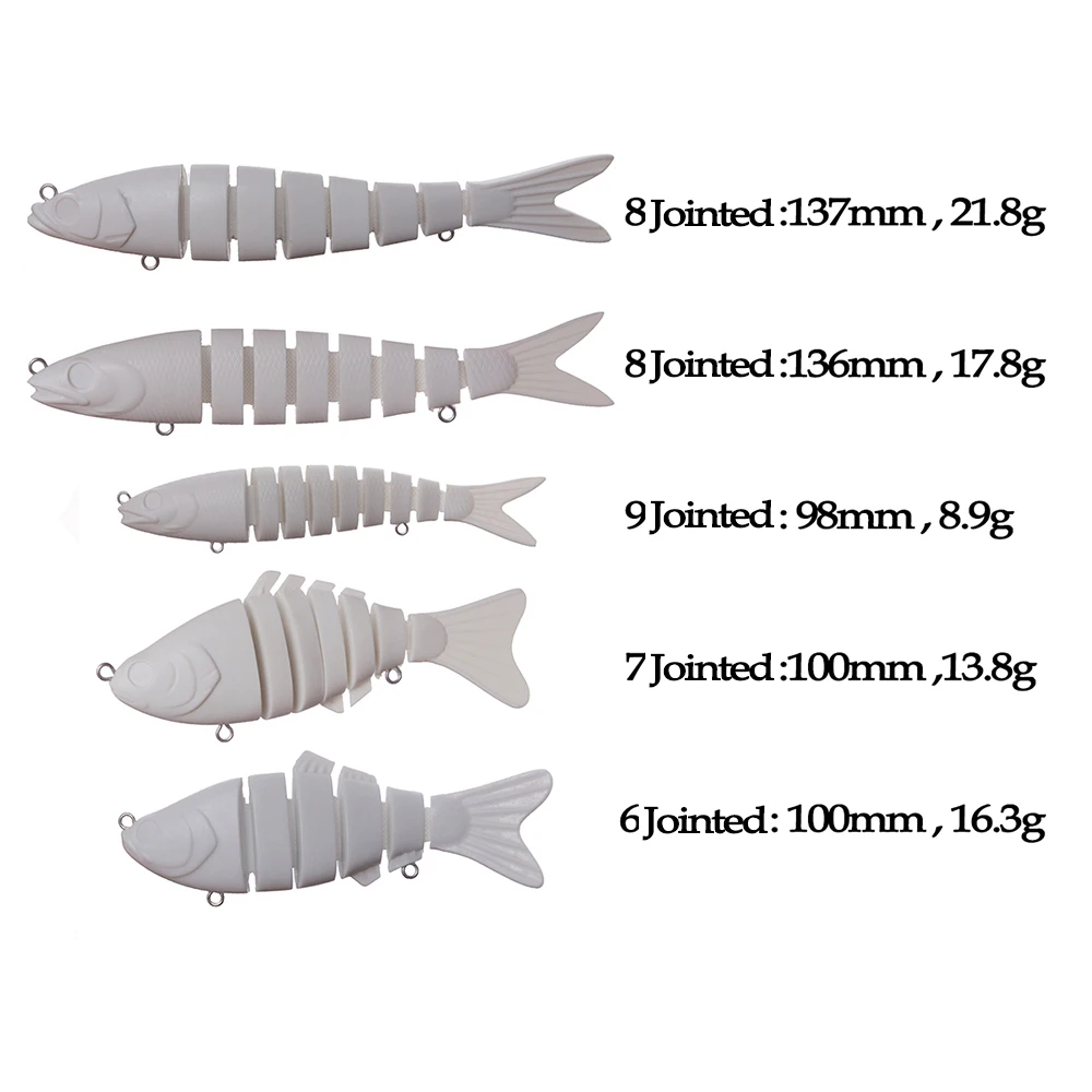 Chan'sHuang, 10 Uds., cebo en blanco sin pintar, Swimbait multiarticulado, sonajero que se hunde, aparejos de pesca hechos a mano DIY - imagen 3
